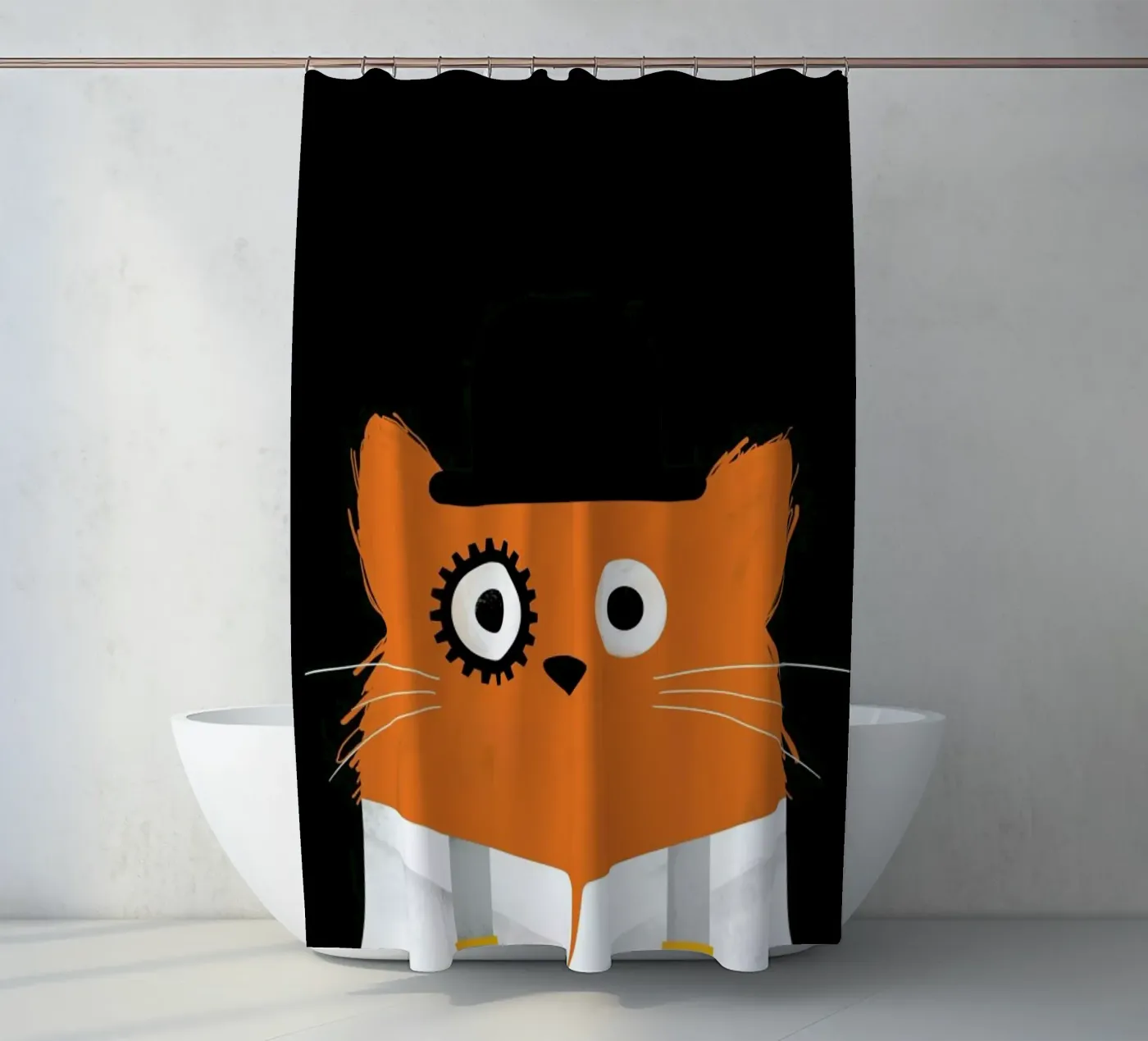 Cat - Clockwork douchegordijn van Doozal