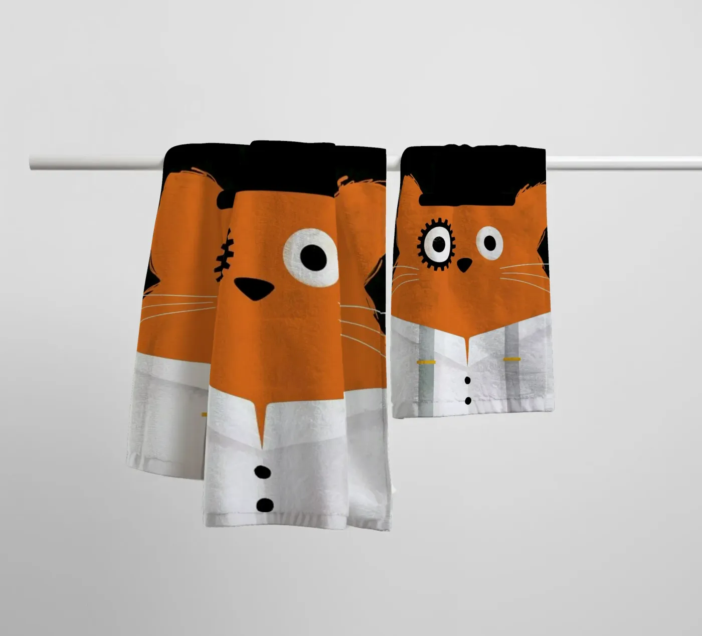 Cat - Clockwork towel by Doozal