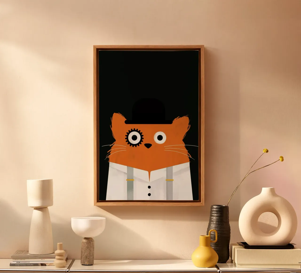 Cat - Clockwork tela con Cornice a cassetta da Doozal