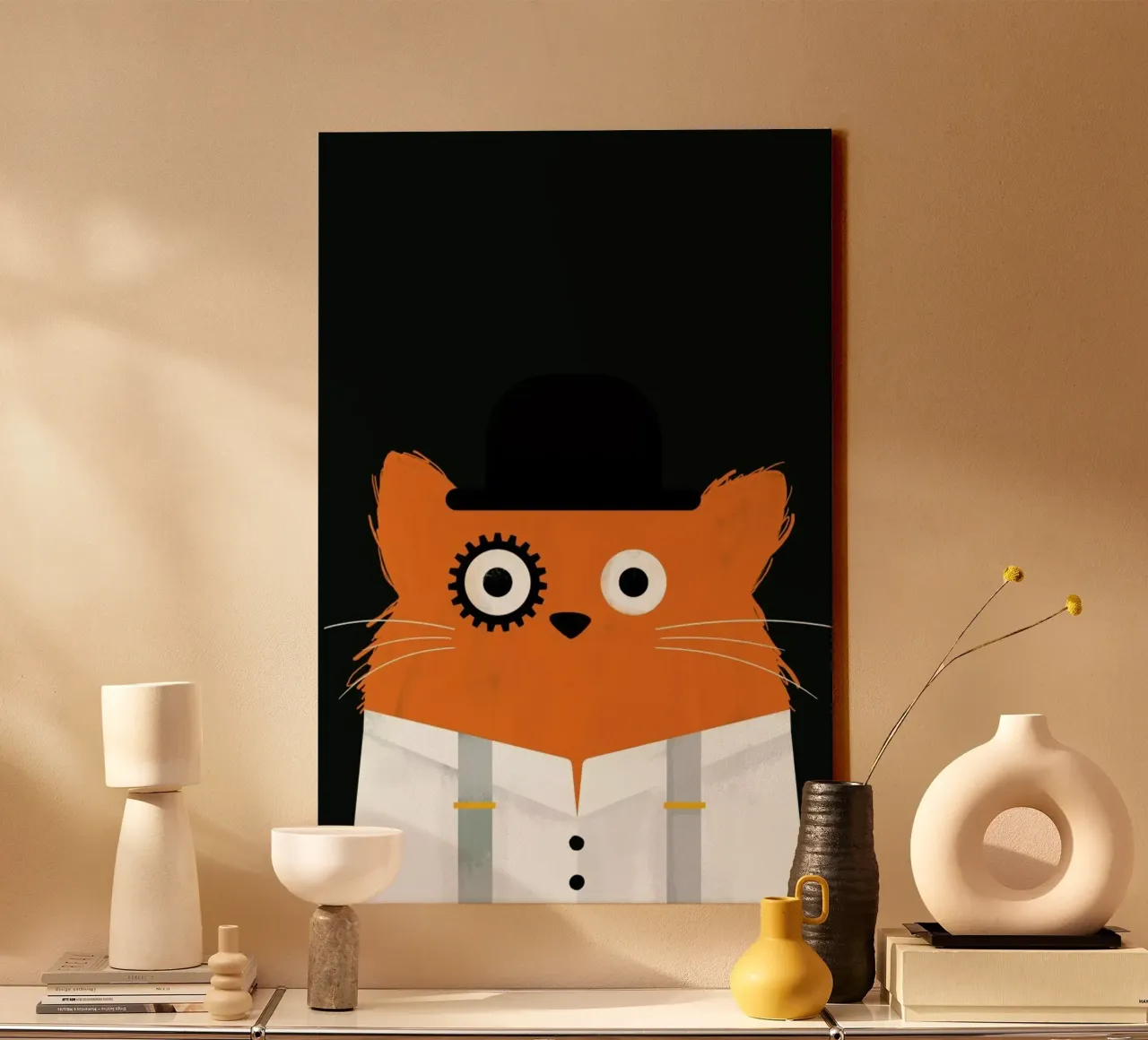 Cat - Clockwork tela con Cornice a cassetta da Doozal