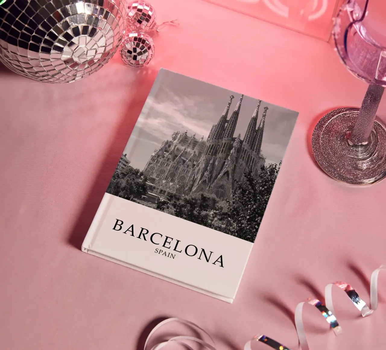 Sagrada Familiar Barcelona Spain Scene Greyscale notebook by Charnwood Prints