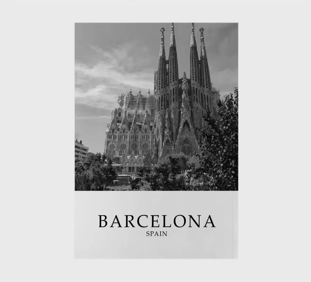 Sagrada Familiar Barcelona Spain Scene Greyscale notebook by Charnwood Prints