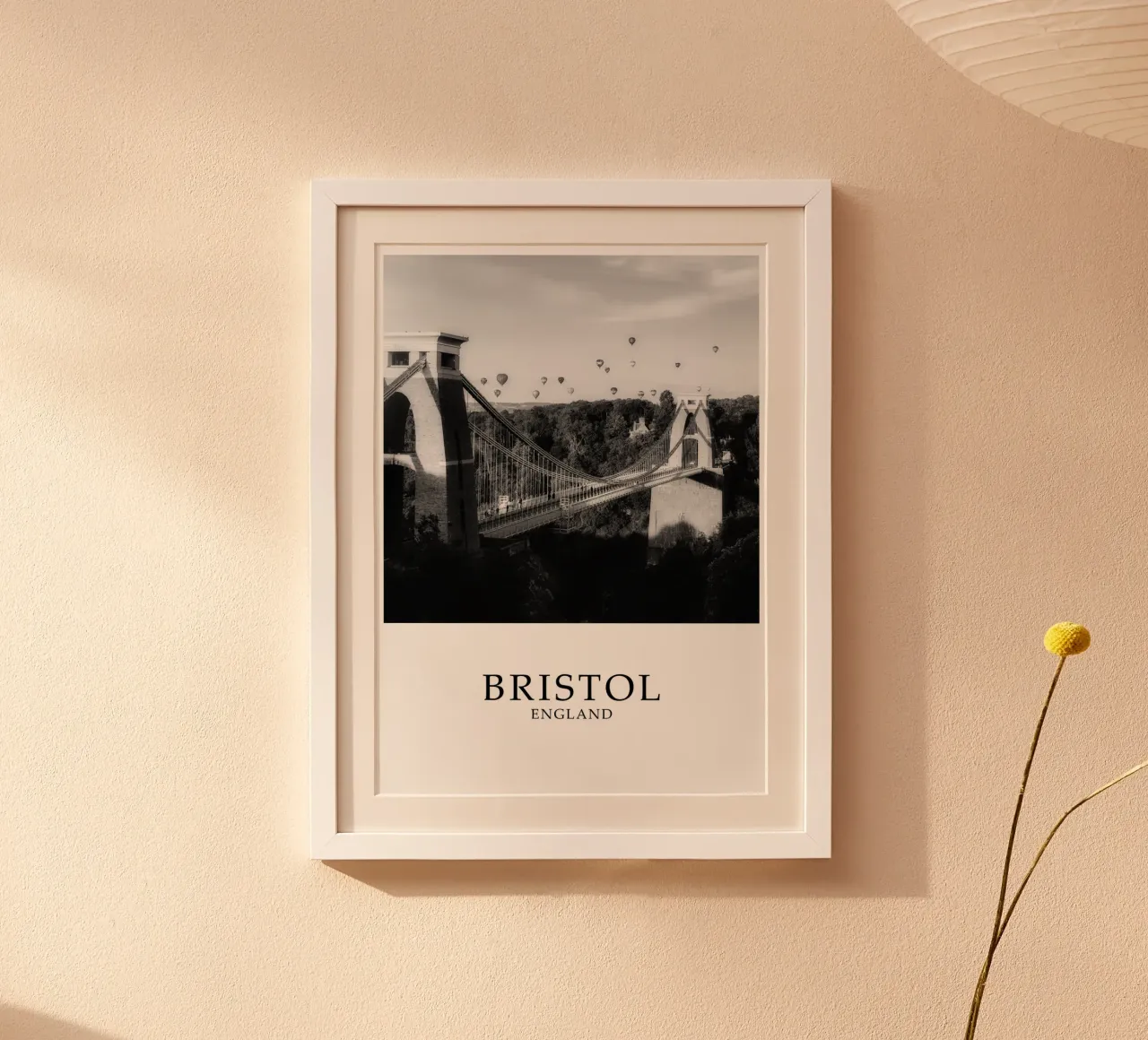 Clifton Suspension Bridge Bristol UK Scene Greyscale poster da Charnwood Prints
