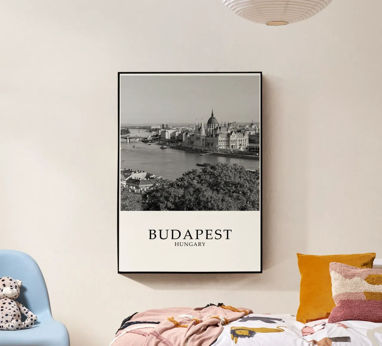Budapest Parliament and Danube River Scene Greyscale plexiglass da Charnwood Prints