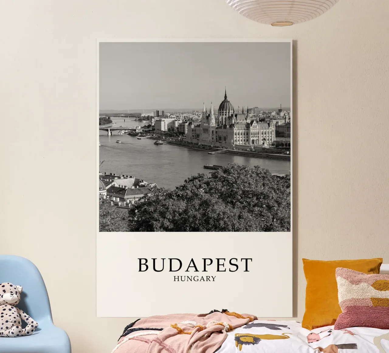 Budapest Parliament and Danube River Scene Greyscale plexiglass da Charnwood Prints