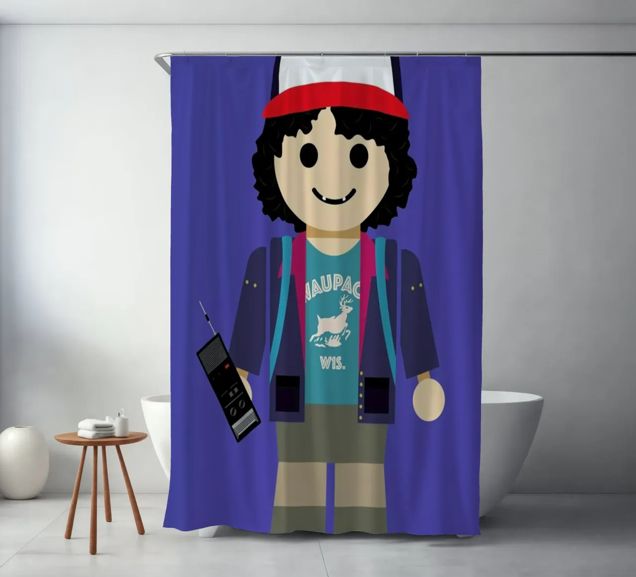 Dustin Toy shower curtain by Rafa Gomes