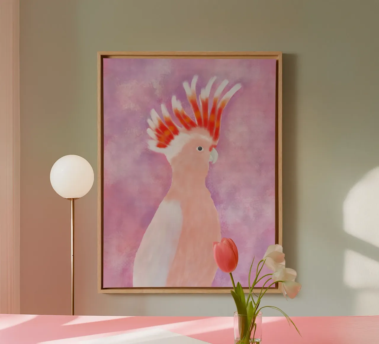Uccello Cocatoo rosa tela da Pictufy Sun & Spirit