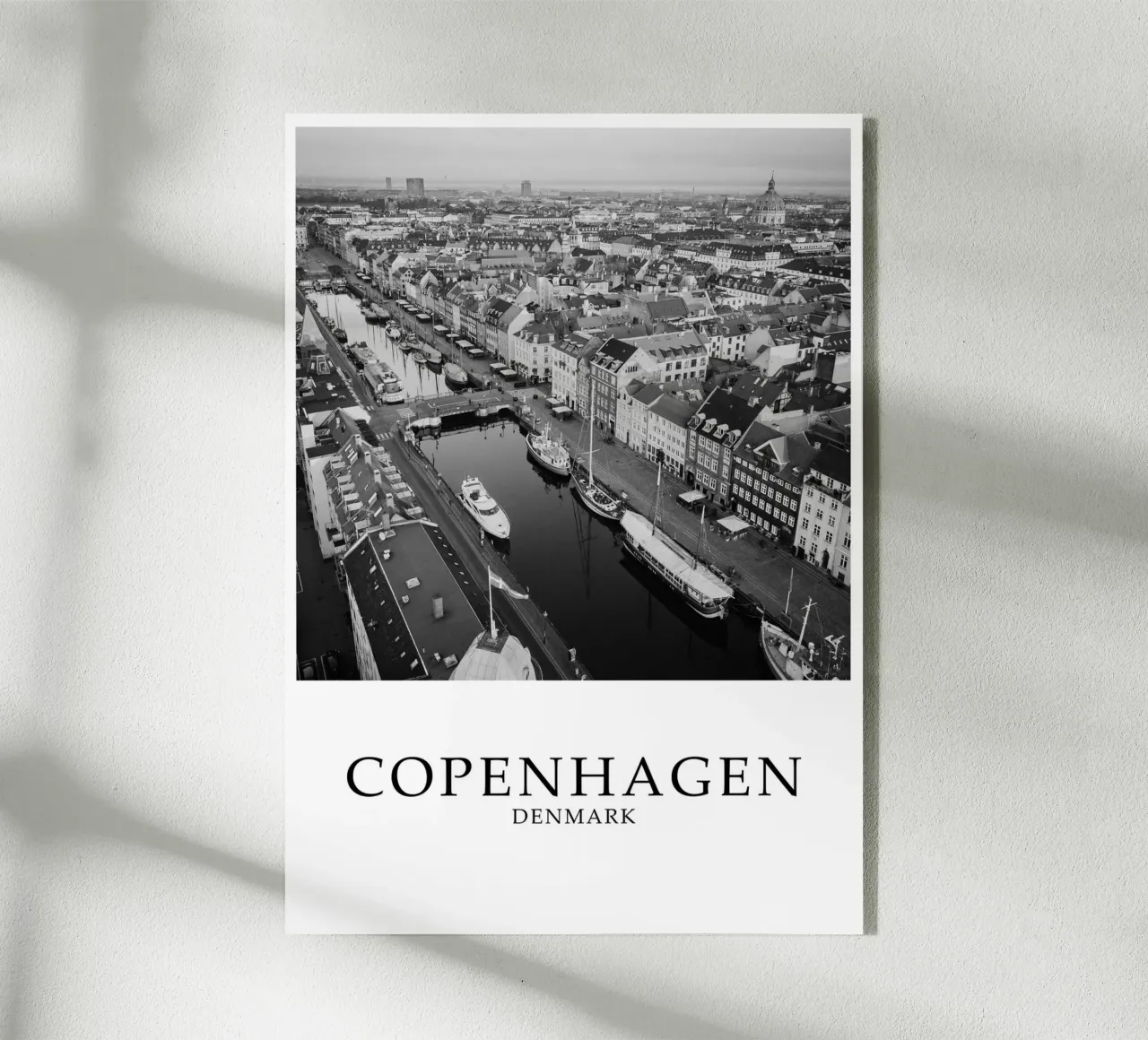 Copenhagen Denmark City Skyline Scene Greyscale plexiglass da Charnwood Prints