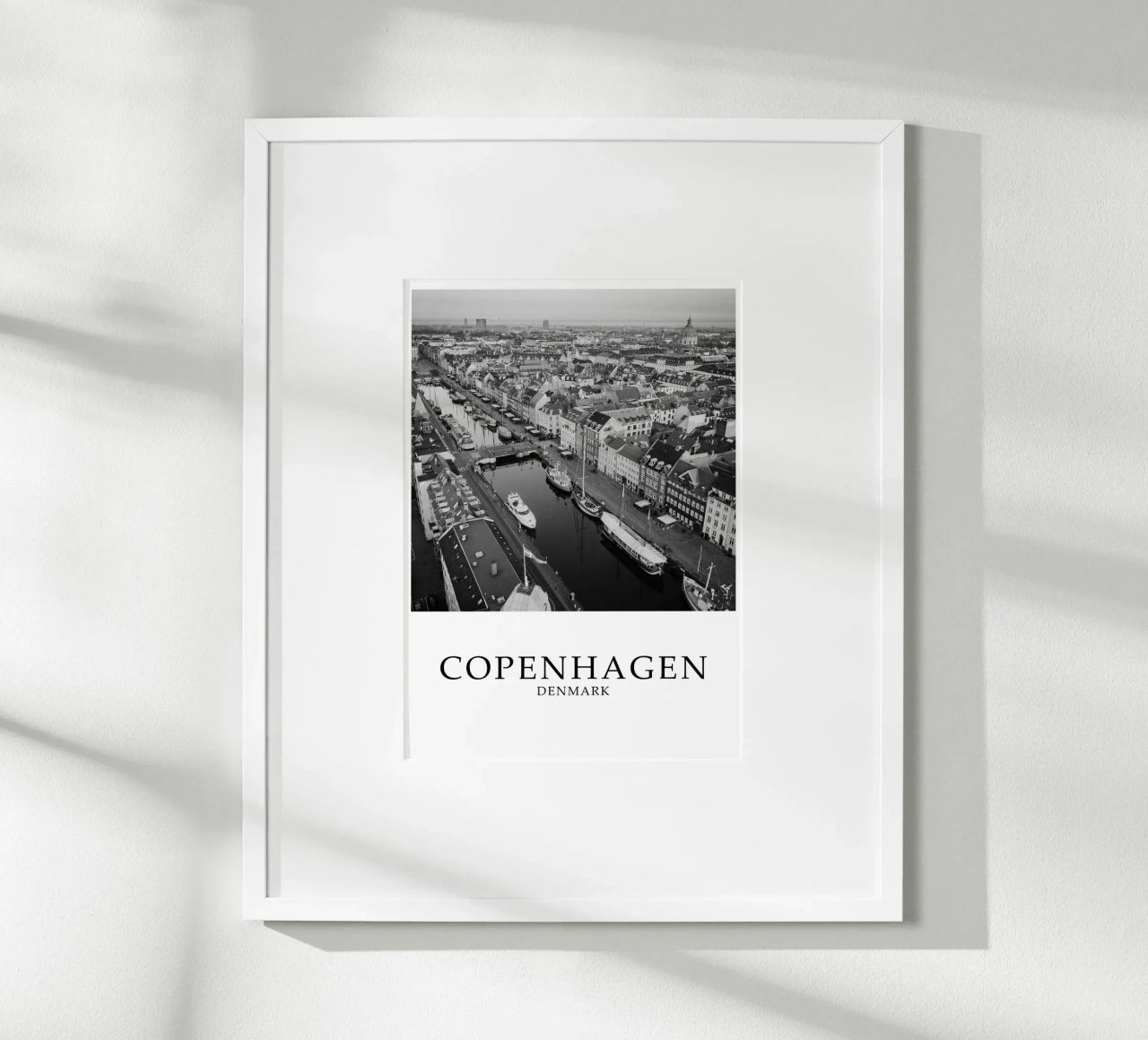 Copenhagen Denmark City Skyline Scene Greyscale poster by Charnwood Prints