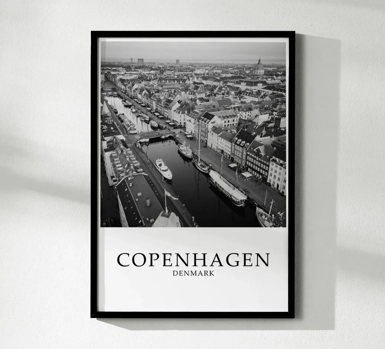 Copenhagen Denmark City Skyline Scene Greyscale carta hahnemühle da Charnwood Prints