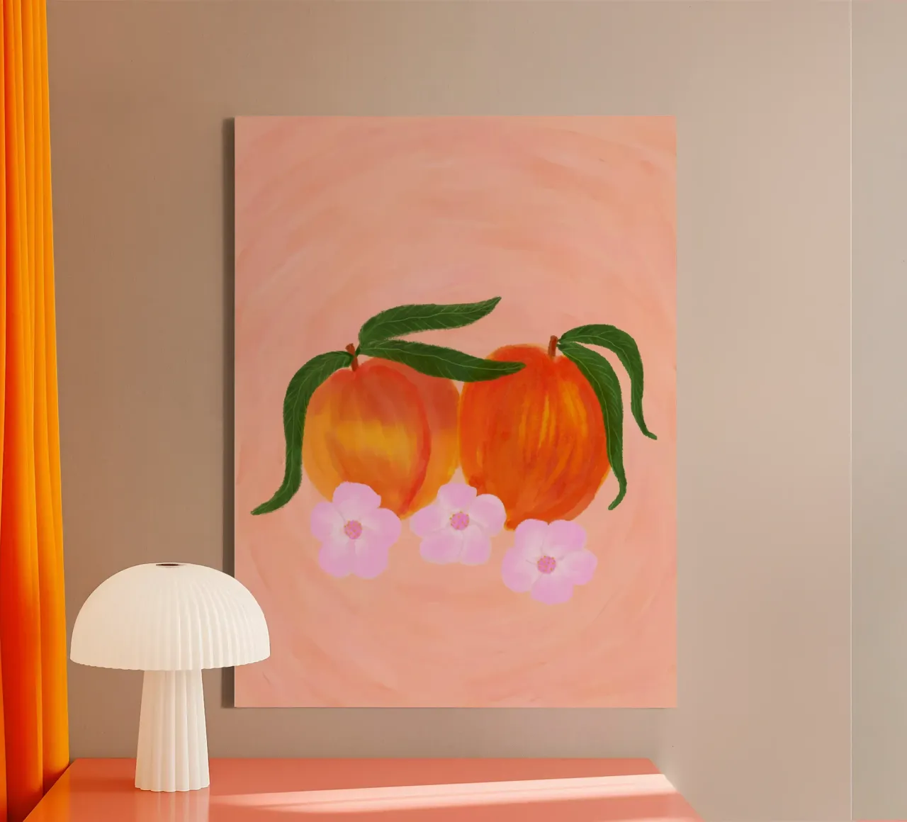 Perziken canvas met Baklijst van Pictufy Sun & Spirit