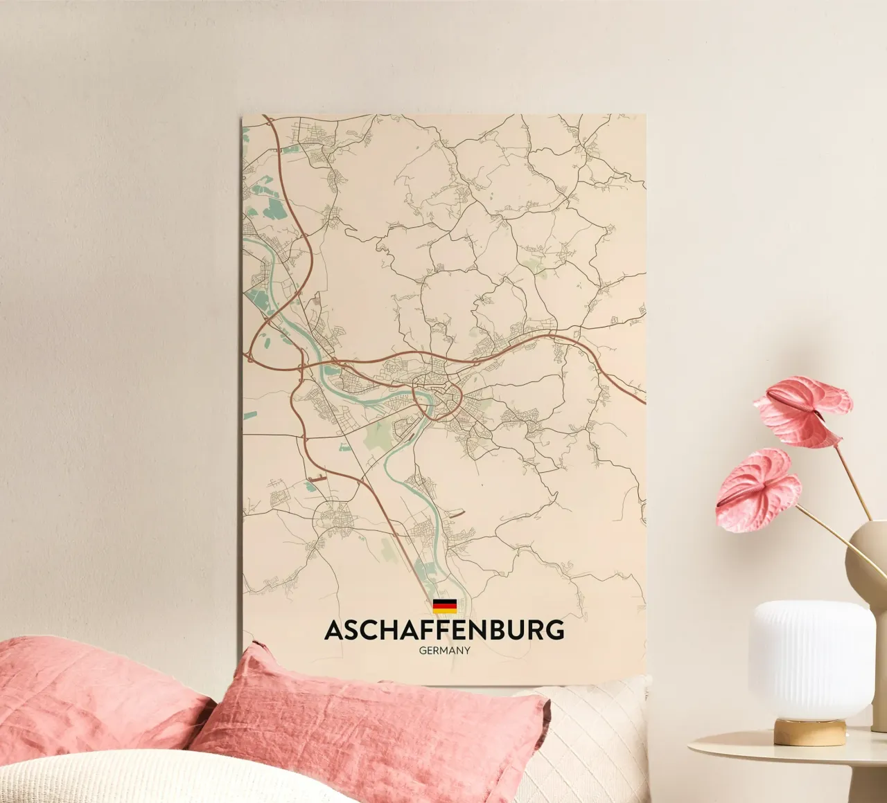 Aschaffenburg DE poster con telaio in legno da Jacob W MICKELSON