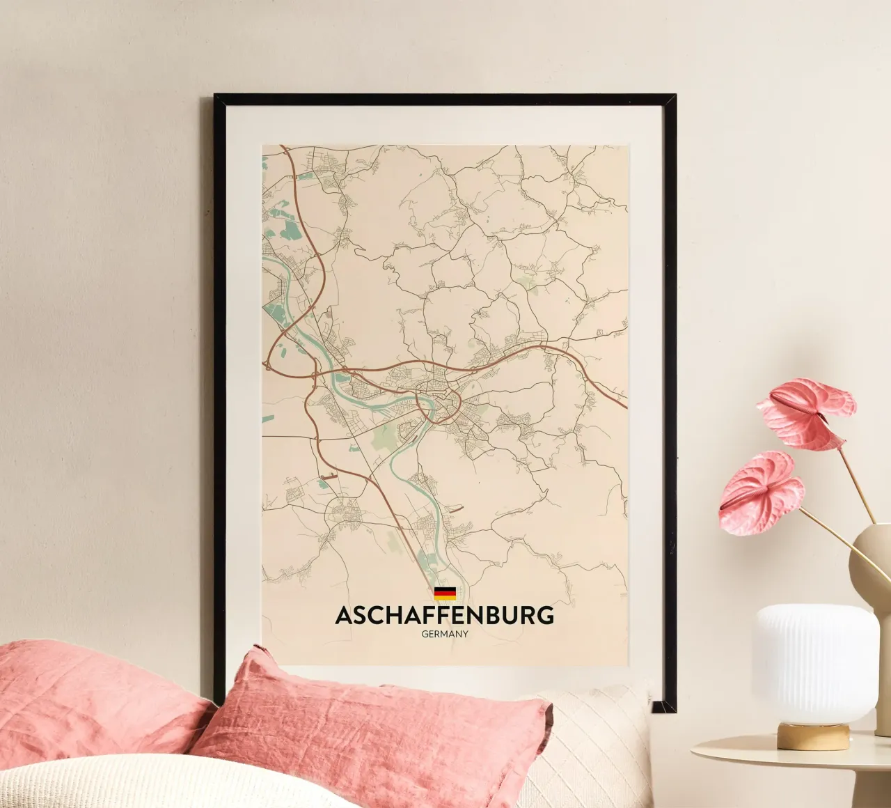 Aschaffenburg DE poster con telaio in legno da Jacob W MICKELSON