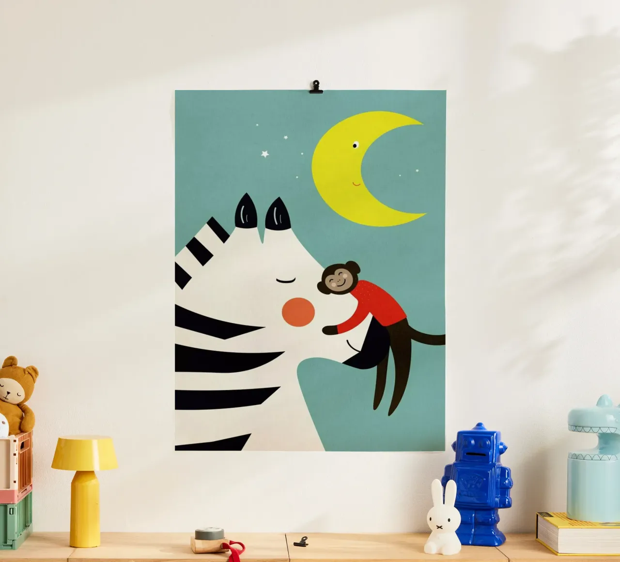 Goodnight Hug poster con telaio in legno da Little Flourishes