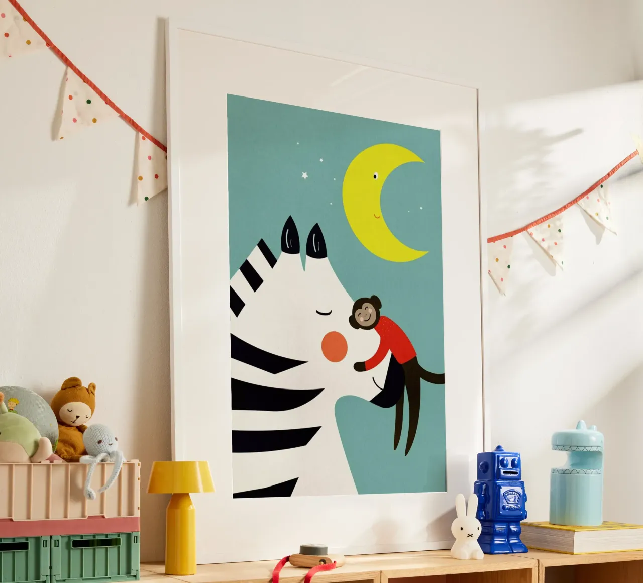 Goodnight Hug poster con telaio in legno da Little Flourishes