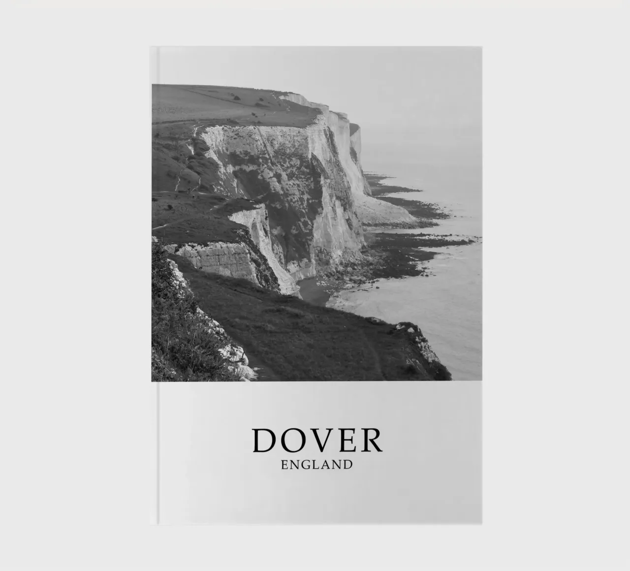 White Cliffs of Dover England Scene Greyscale notebook by Charnwood Prints