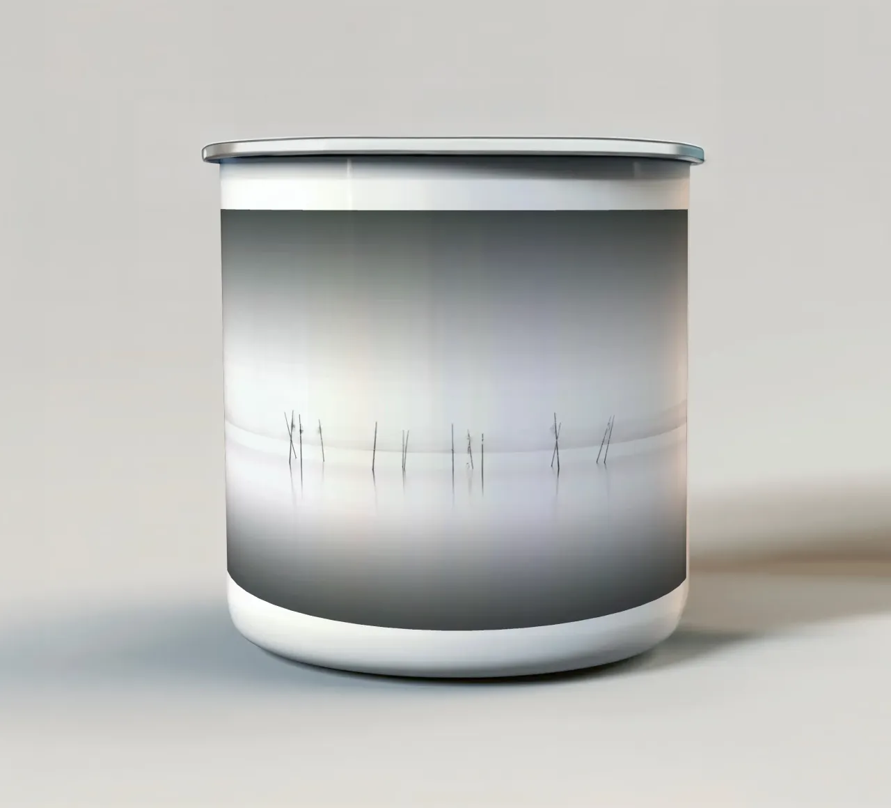 Biwa Study enamel mug by Michael J. Reibert