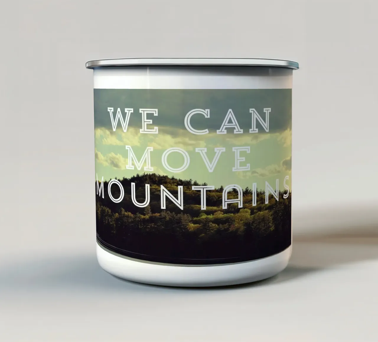 We Can Move Mountains tazza in smalto da Vintage Skies