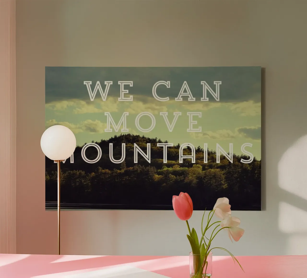 We Can Move Mountains tela con Cornice a cassetta da Vintage Skies