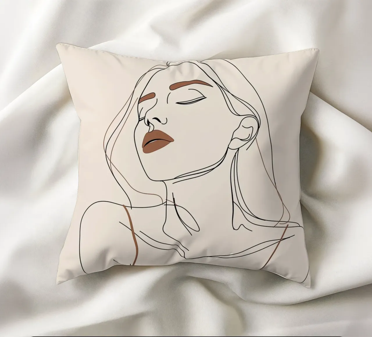 Women's dream line drawing decorative cushion by Carinaprint