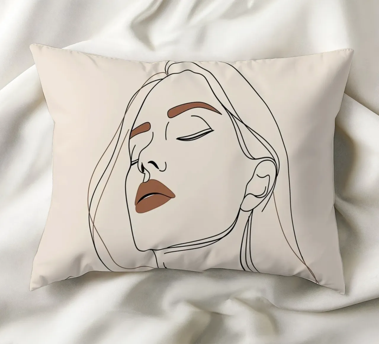 Women's dream line drawing decorative cushion by Carinaprint