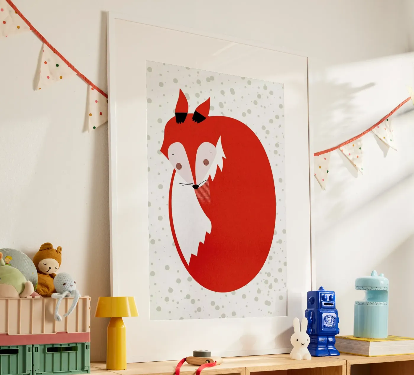 Sleepy Fox poster by Little Flourishes