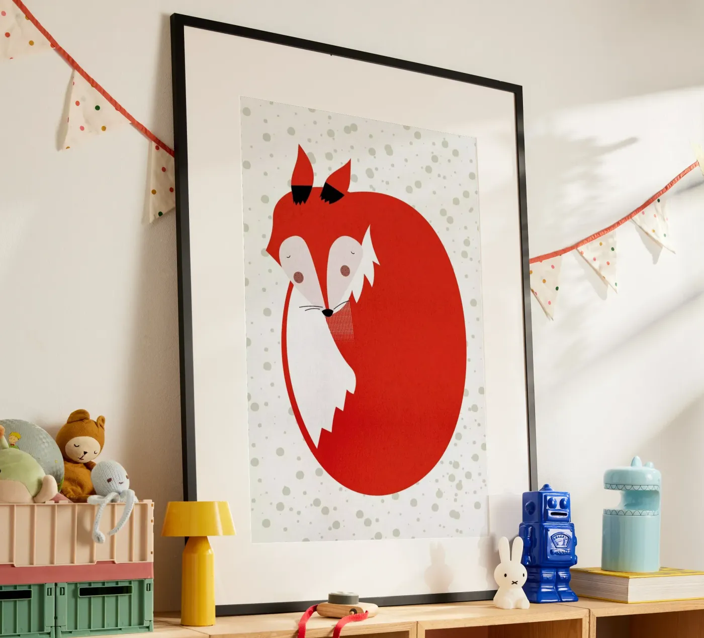 Sleepy Fox poster by Little Flourishes