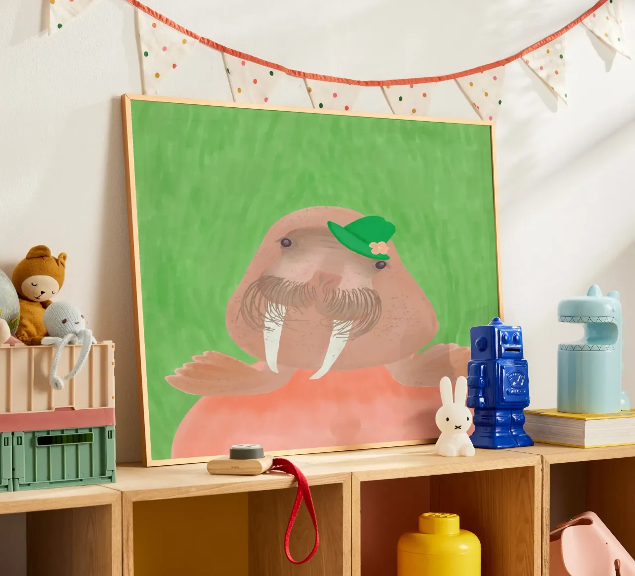 Il tricheco gentile poster con telaio in alluminio da Pictufy Sun & Spirit