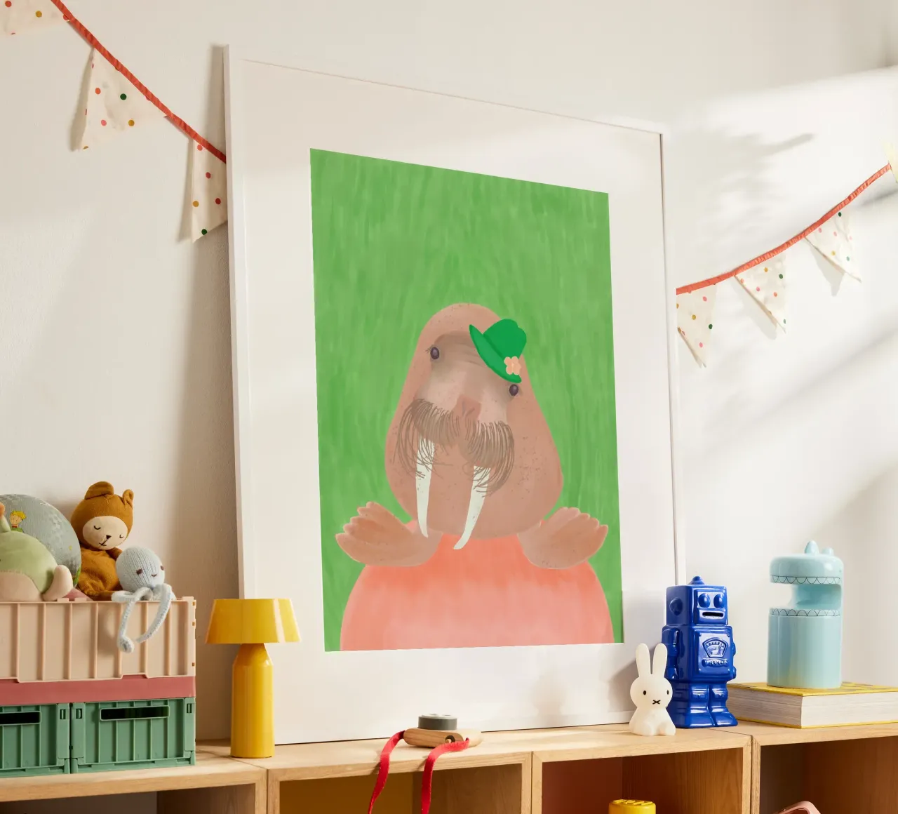 Il tricheco gentile poster con telaio in alluminio da Pictufy Sun & Spirit