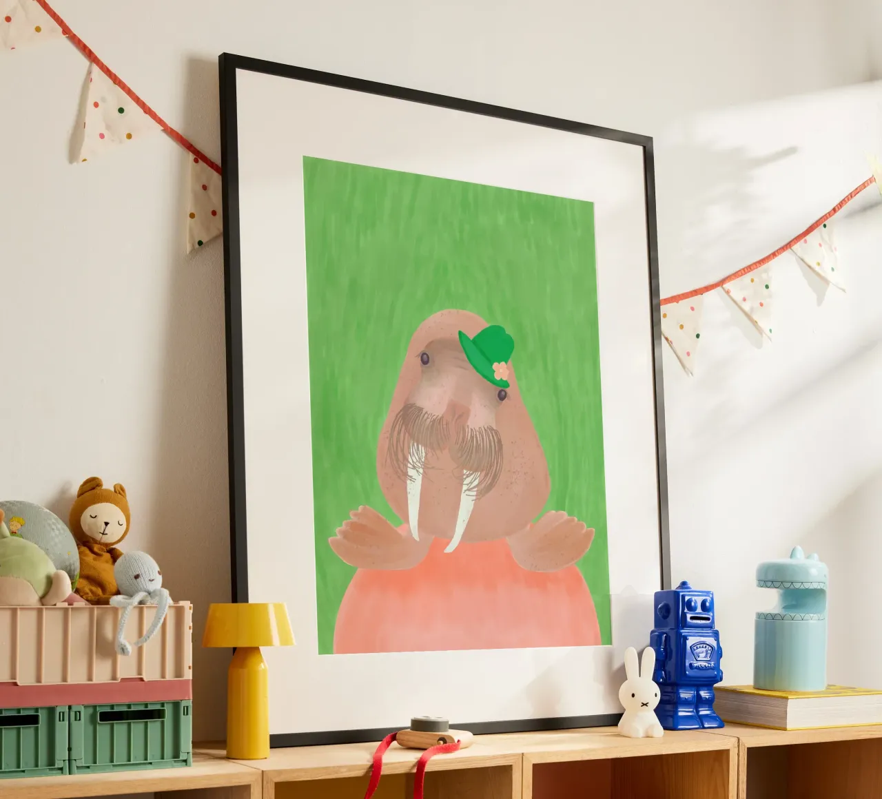 Il tricheco gentile poster con telaio in alluminio da Pictufy Sun & Spirit