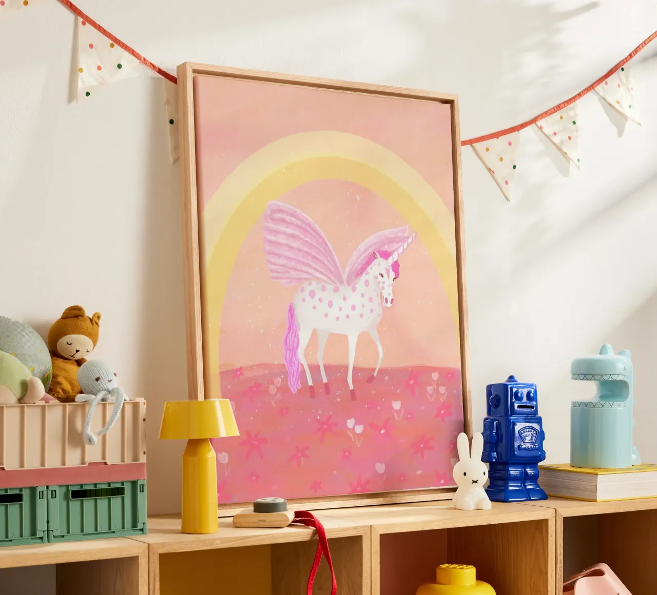 Pink Unicorn tela con Cornice a cassetta da Pictufy Sun & Spirit
