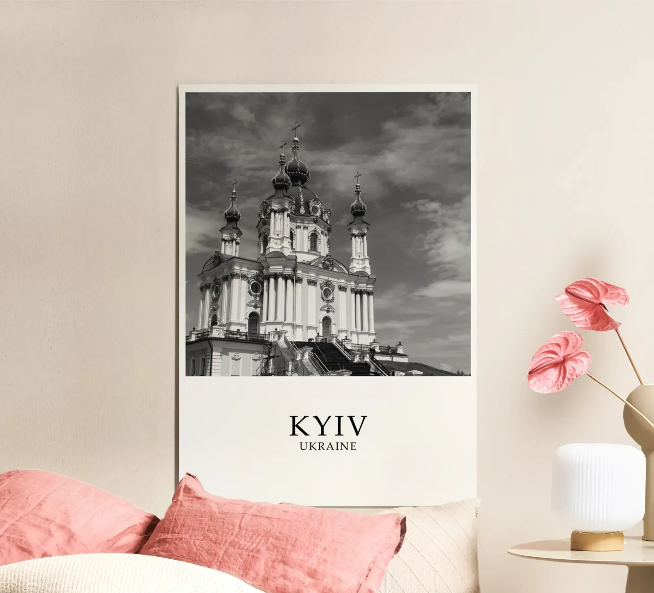 Kyiv Ukraine Scene Greyscale Alu-Dibond von Charnwood Prints