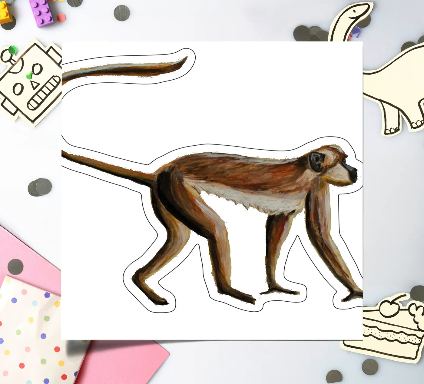 Monkey stickervel van Femke Zwaan
