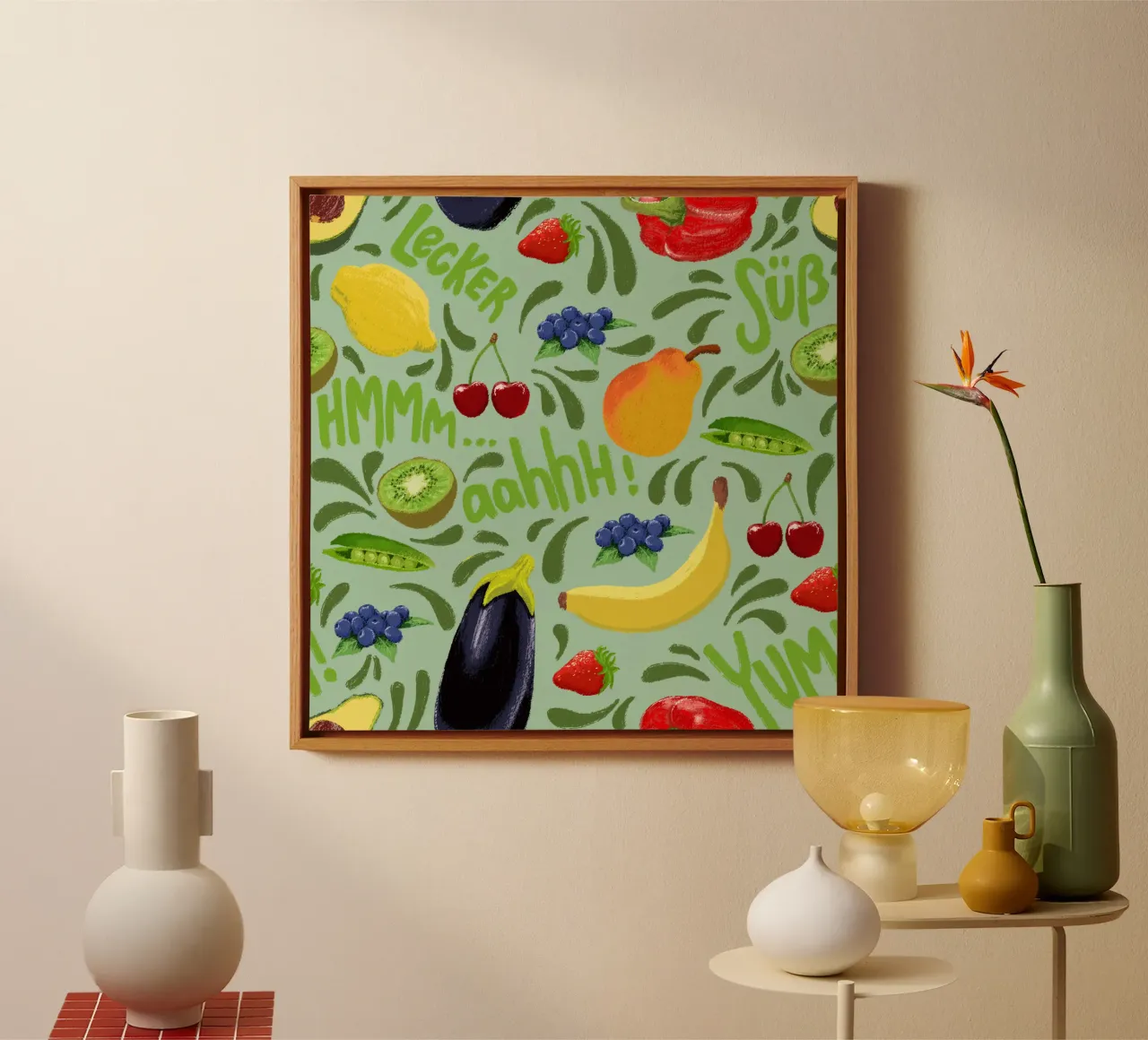 Fruit and vegetables canvas with Floater frame by miriamkross