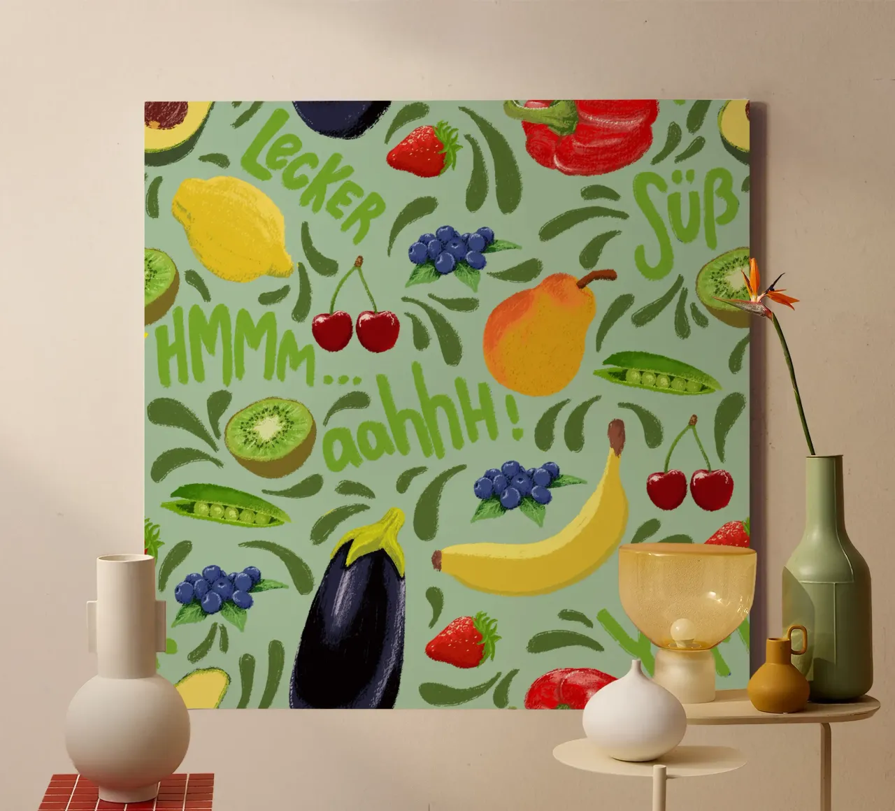Fruit and vegetables canvas with Floater frame by miriamkross