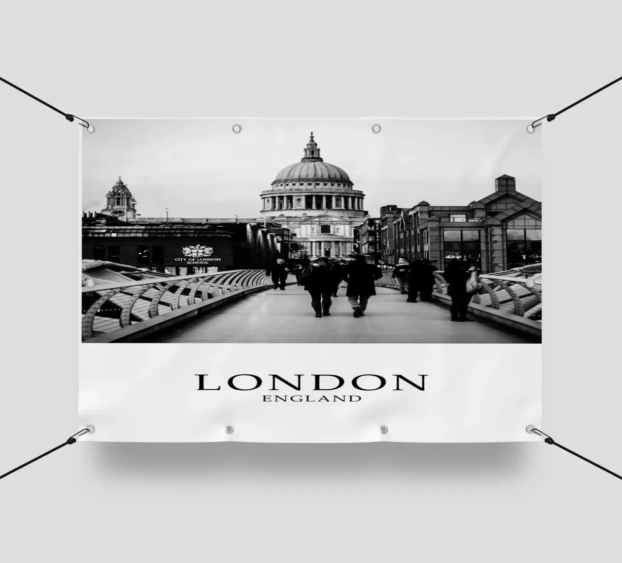 St Pauls Cathedral London Cityscape Scene Greyscale telo in pvc da Charnwood Prints