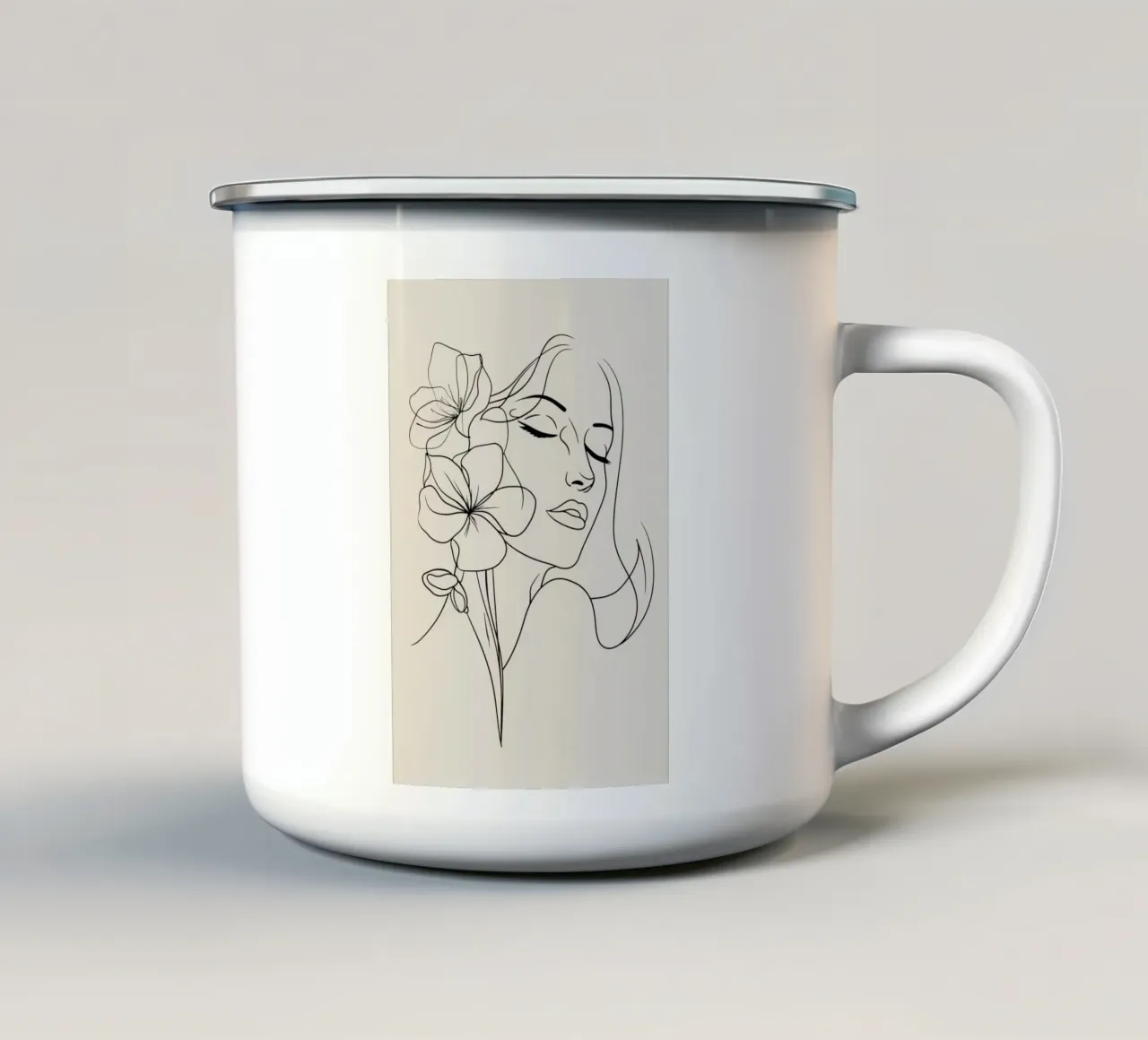 Schizzo femminile armonioso tazza in smalto da Carinaprint