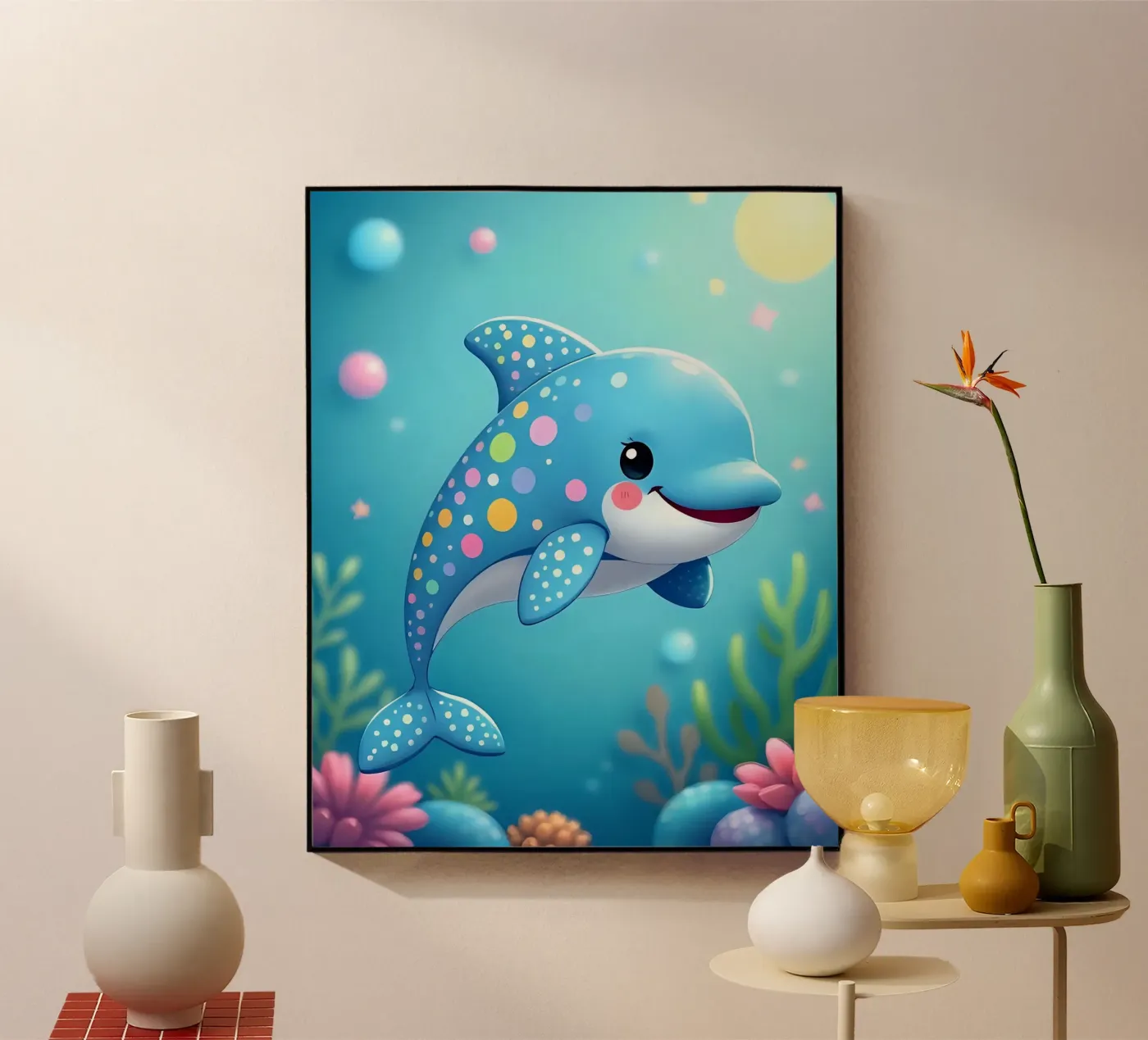 Delphin_4 acryl van Tierisch bunt by LK