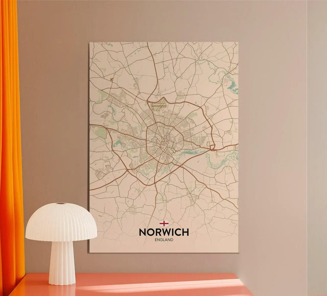 Norwich Regno Unito poster con telaio in legno da Jacob W MICKELSON