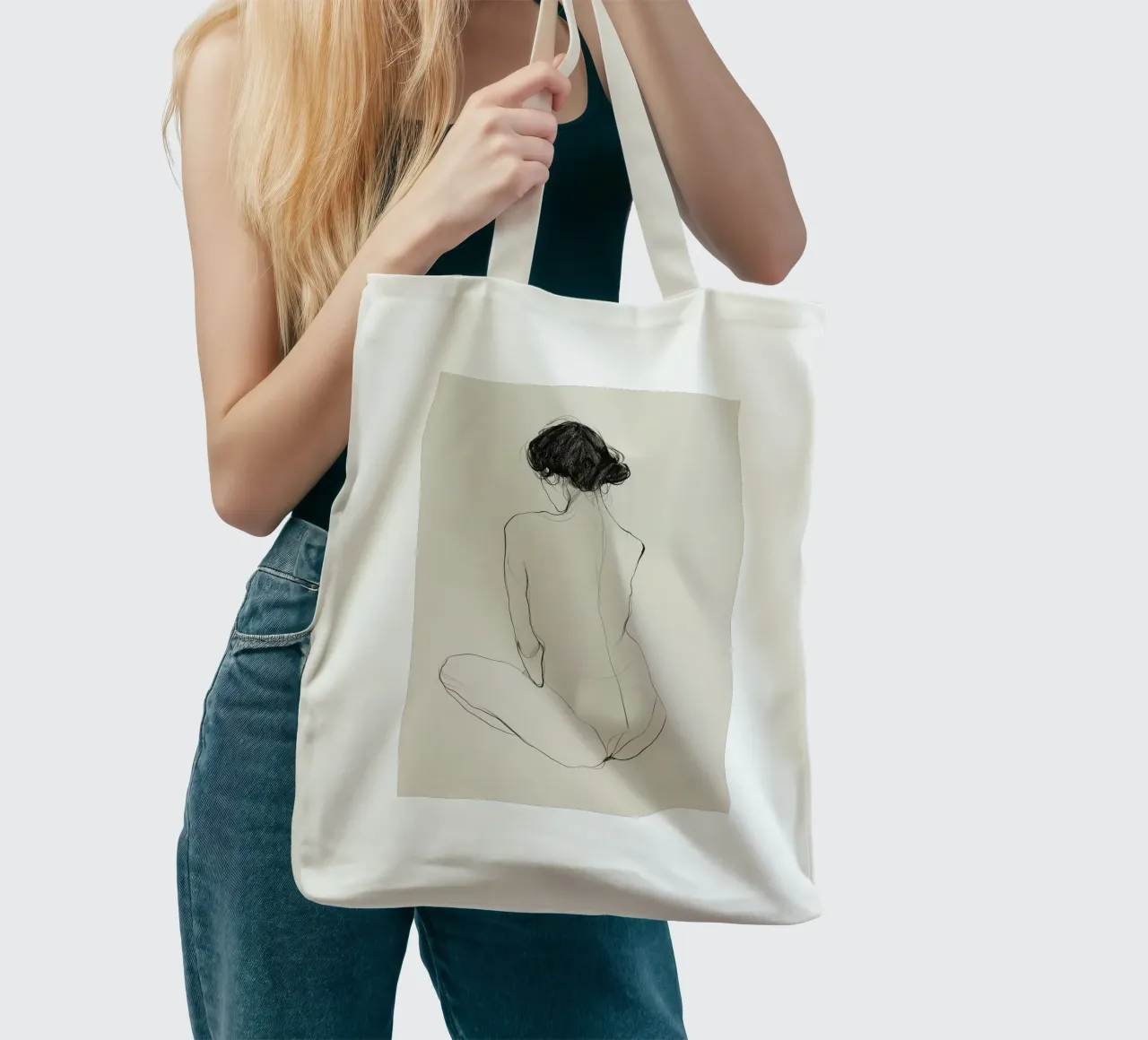 I contorni delle donne aggraziate borsa in juta da Carinaprint