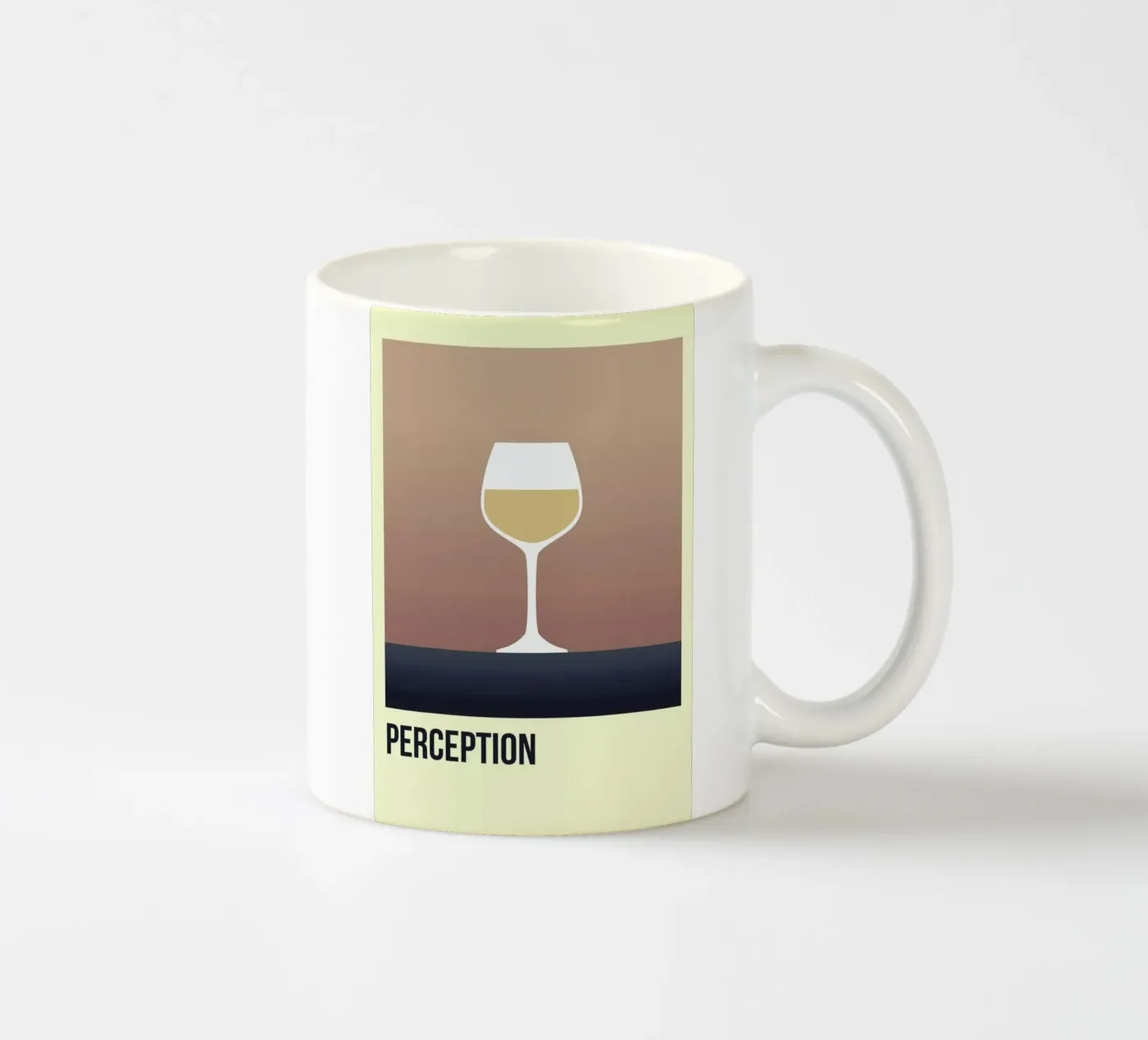 Perception White ceramic mug by Trabolt Design