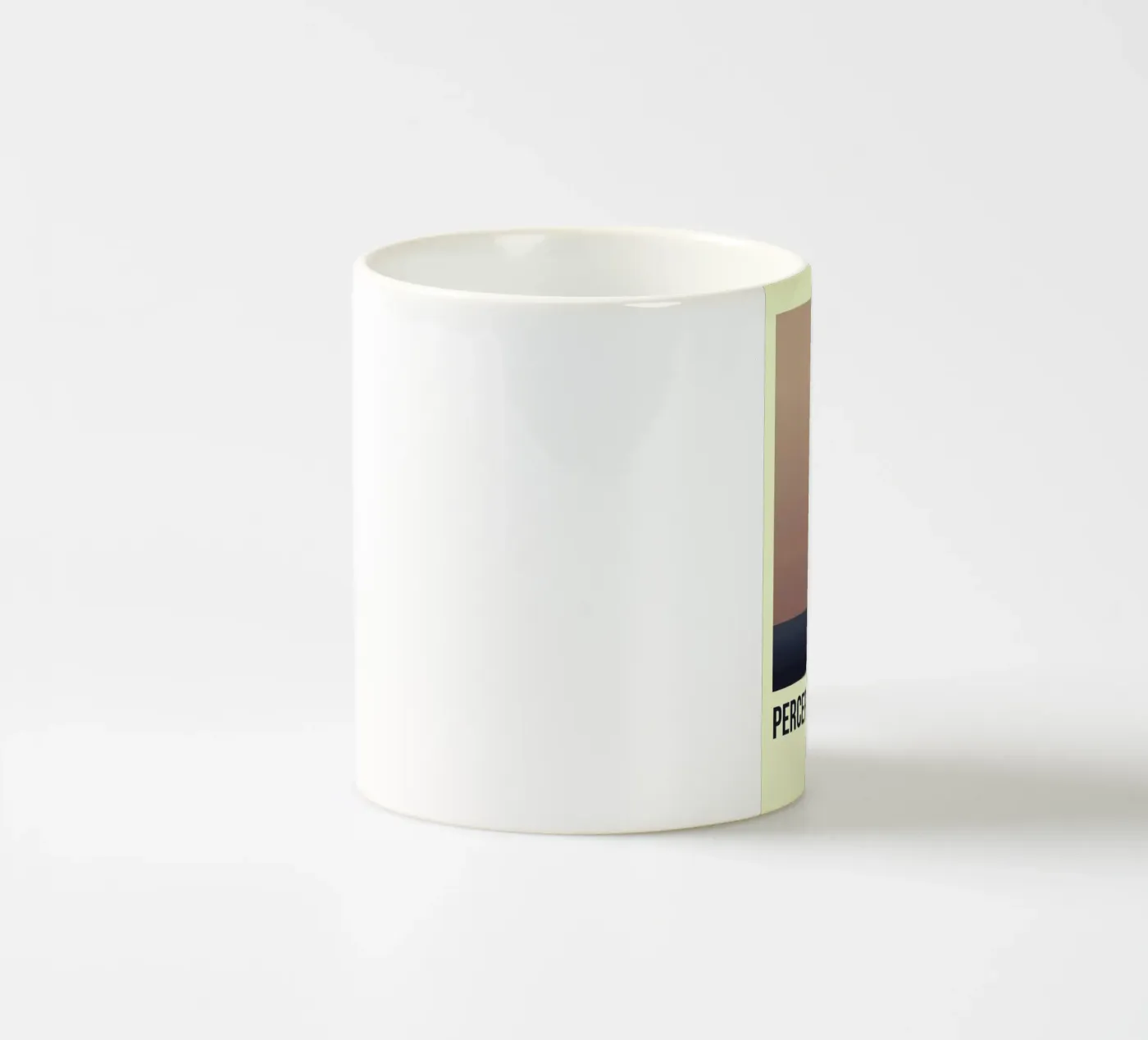 Perception White ceramic mug by Trabolt Design