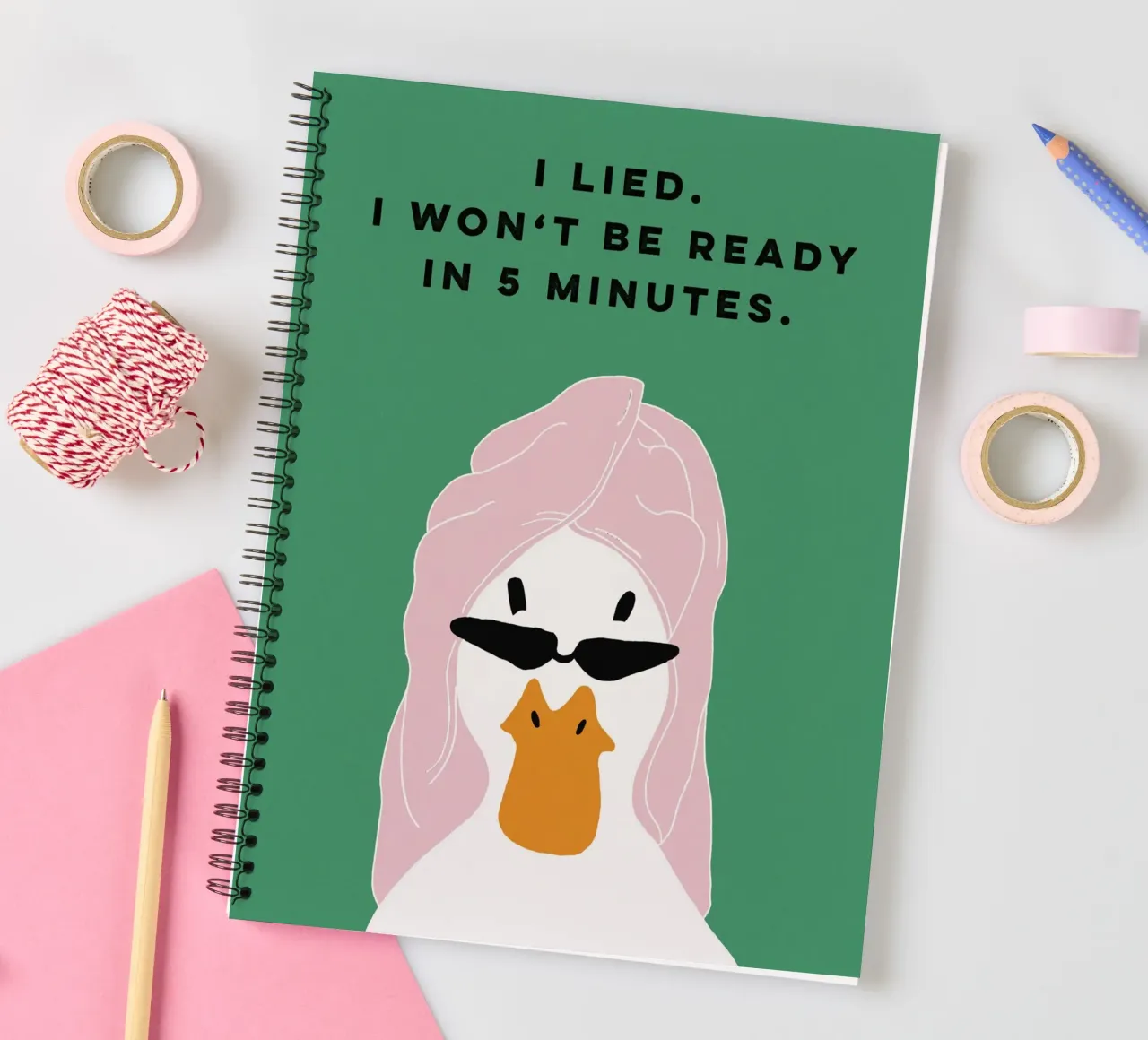 Running late Duck spiral notebook by thesoulhugclub