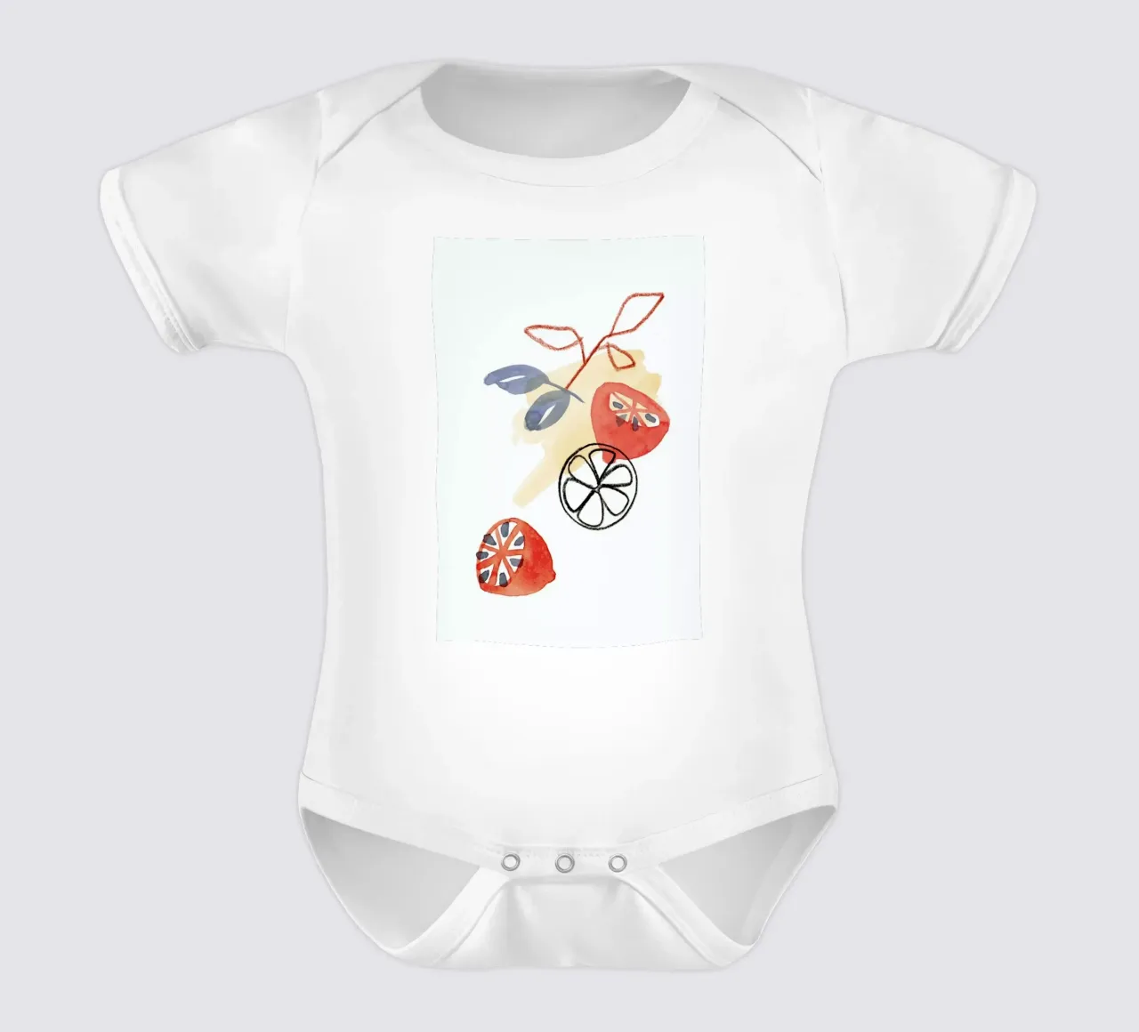 Lemons 2 short-sleeve baby romper by Farina Kuklinski