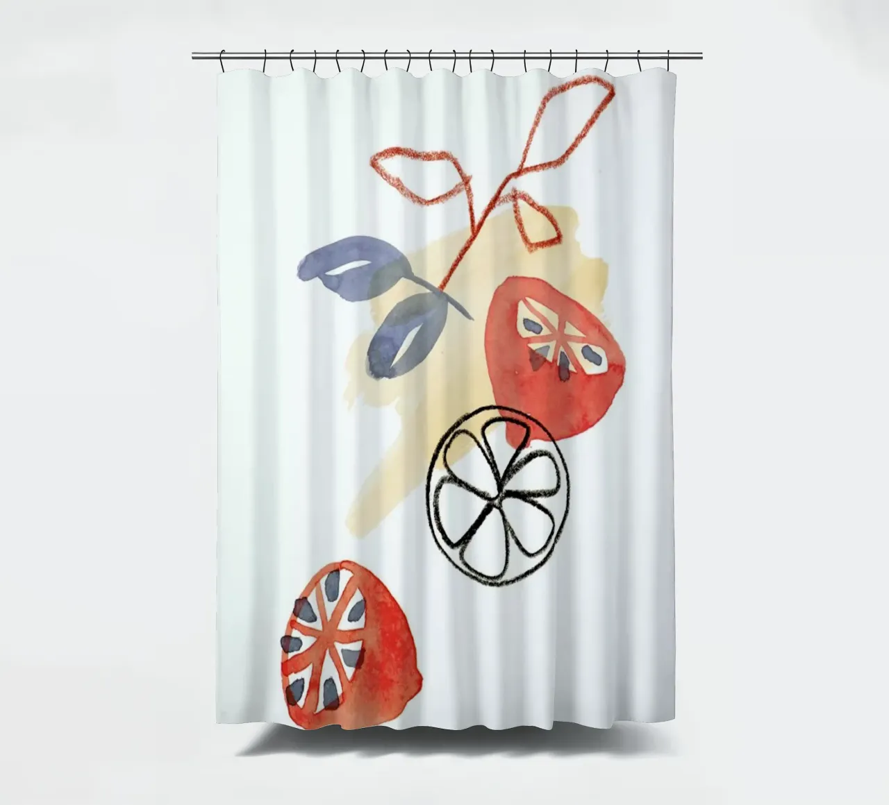 Lemons 2 shower curtain by Farina Kuklinski
