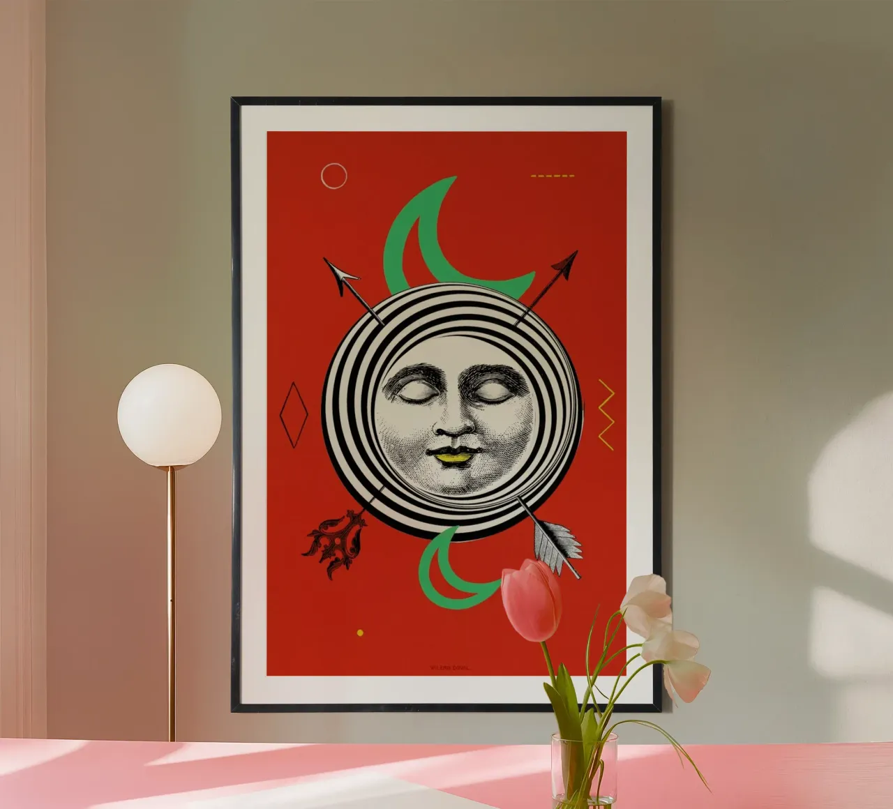 The Moon Tarot Card poster con telaio in legno da Kolorama