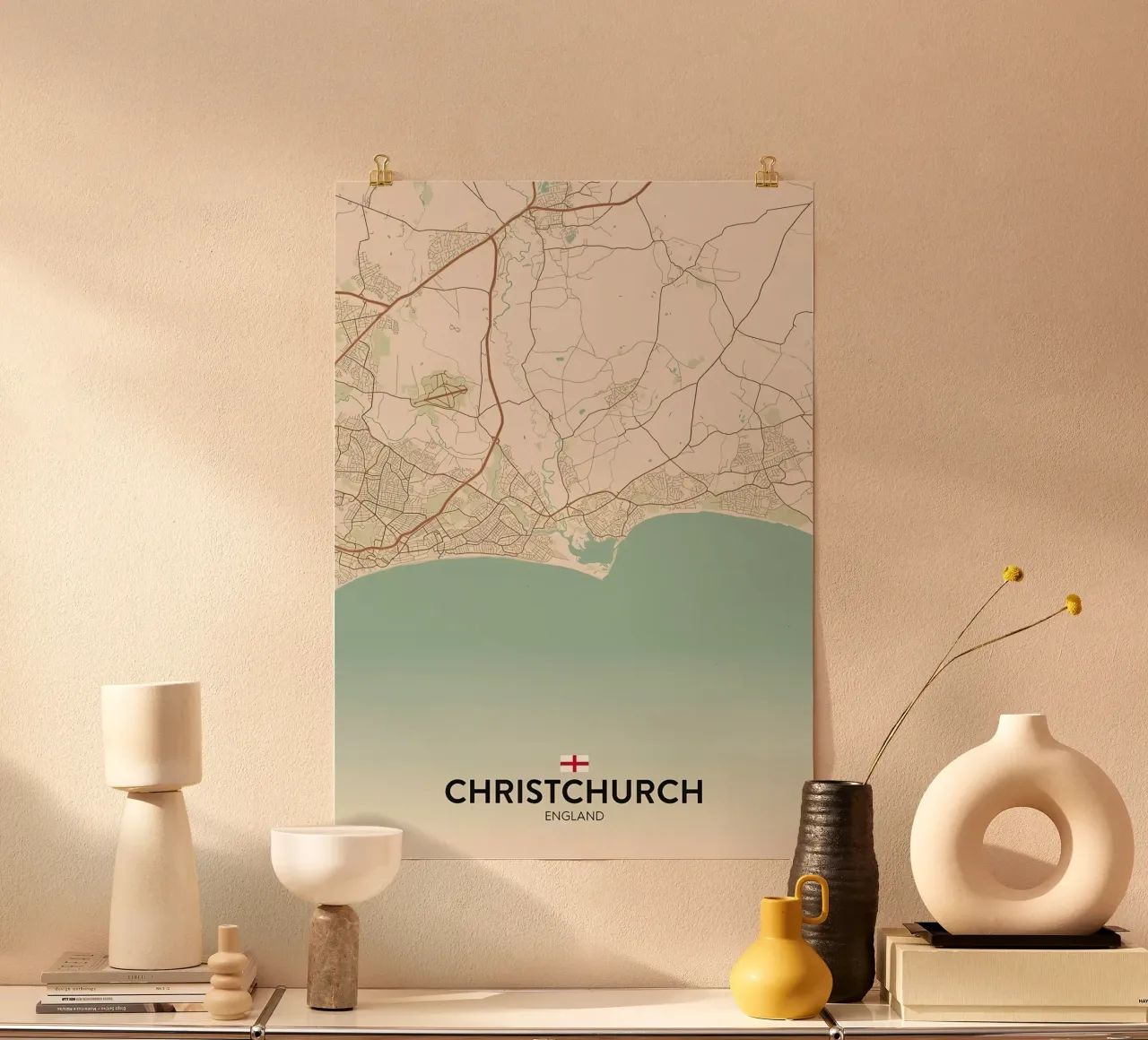 Christchurch Regno Unito poster con telaio in legno da Jacob W MICKELSON