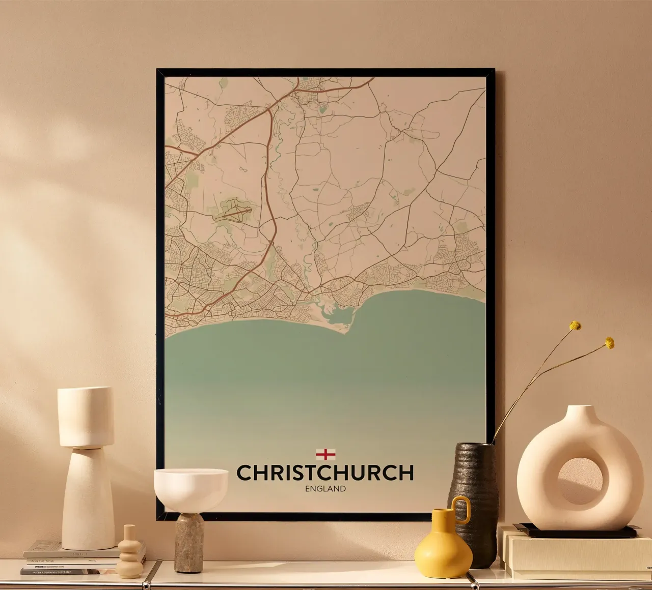 Christchurch Regno Unito poster con telaio in legno da Jacob W MICKELSON