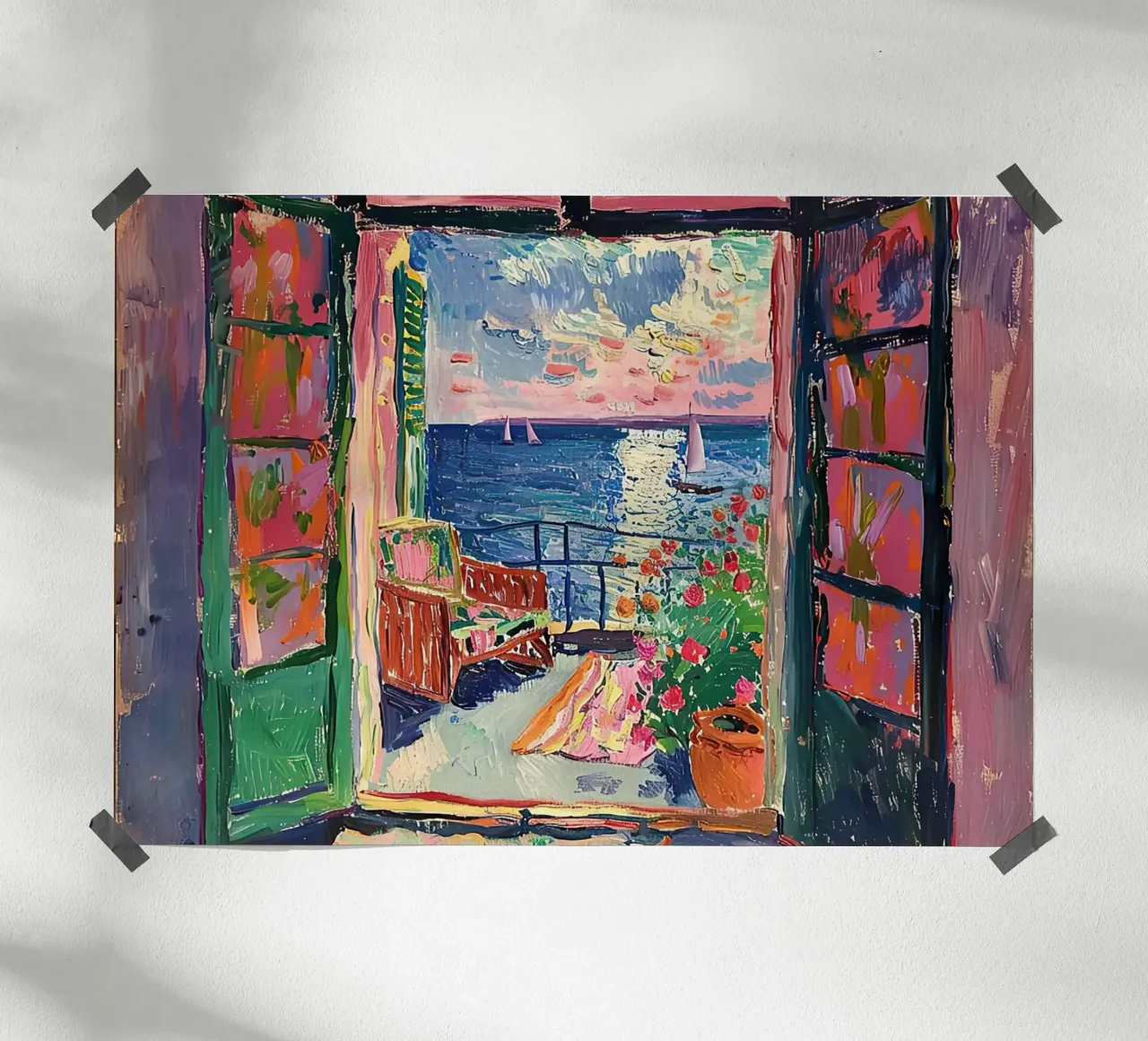 Matisse ispira "La promessa della luce poster con telaio in alluminio da Nikis Art Studio