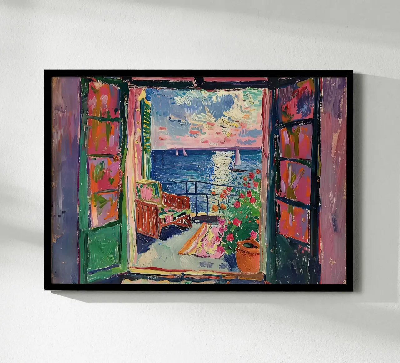 Matisse ispira "La promessa della luce poster con telaio in alluminio da Nikis Art Studio